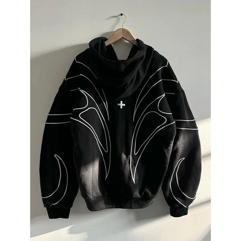 Striped Embroidered Hoodie