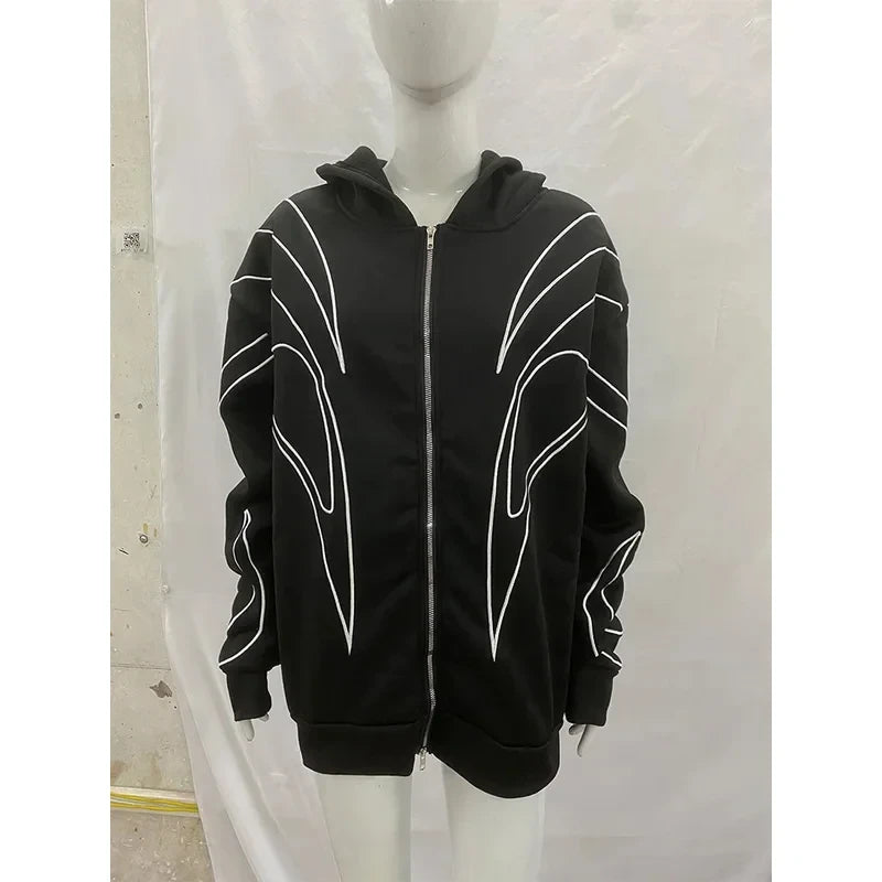 Striped Embroidered Hoodie