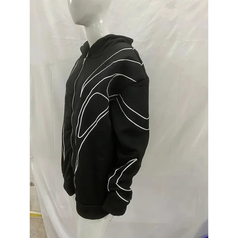 Striped Embroidered Hoodie
