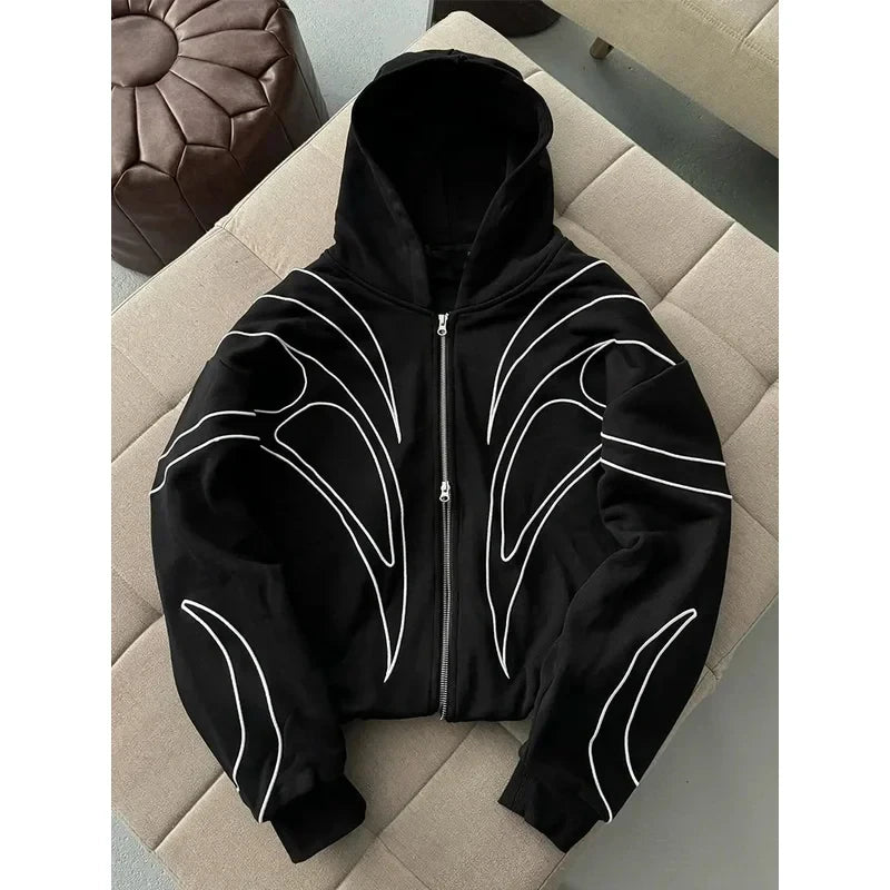Striped Embroidered Hoodie