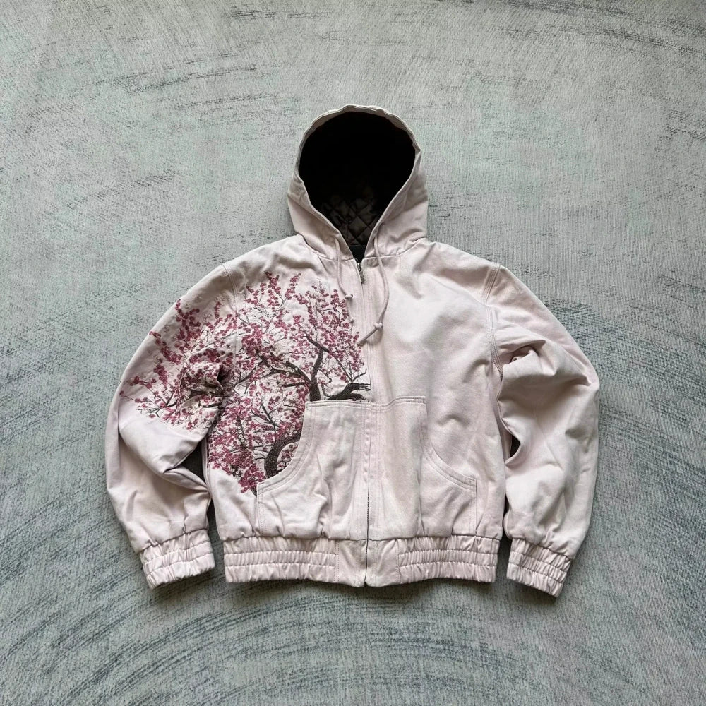 Letter Patch Zip Hoodie