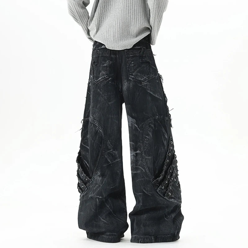 Patchwork Distressed Denim Jeans