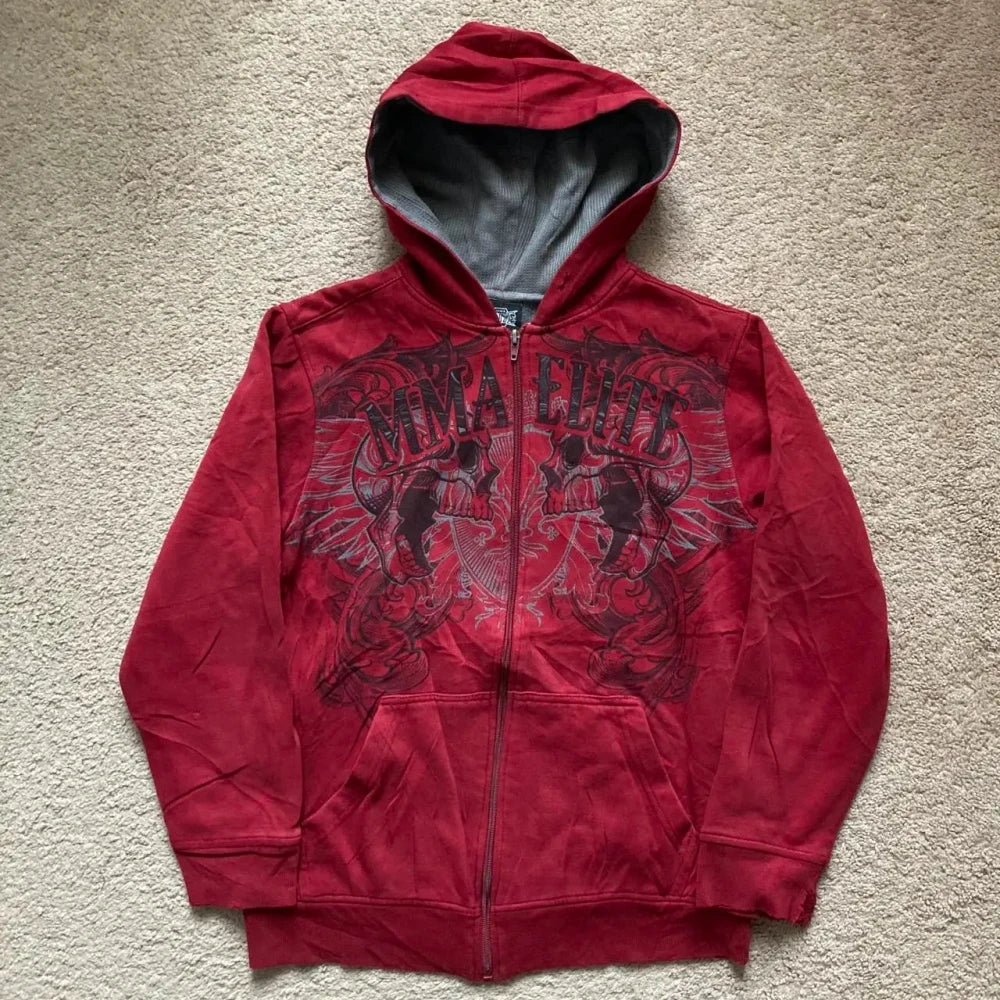 Printed Zipper Hoodie