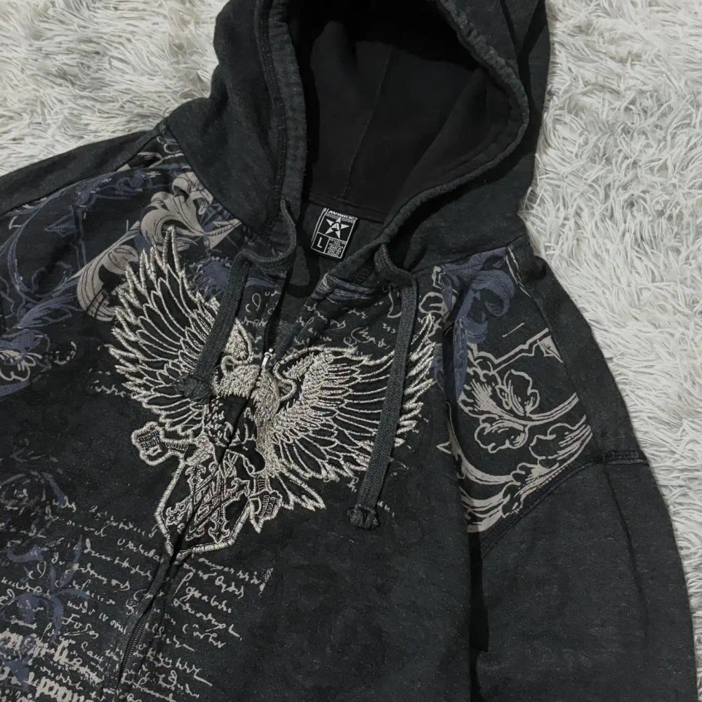 Printed Zipper Hoodie