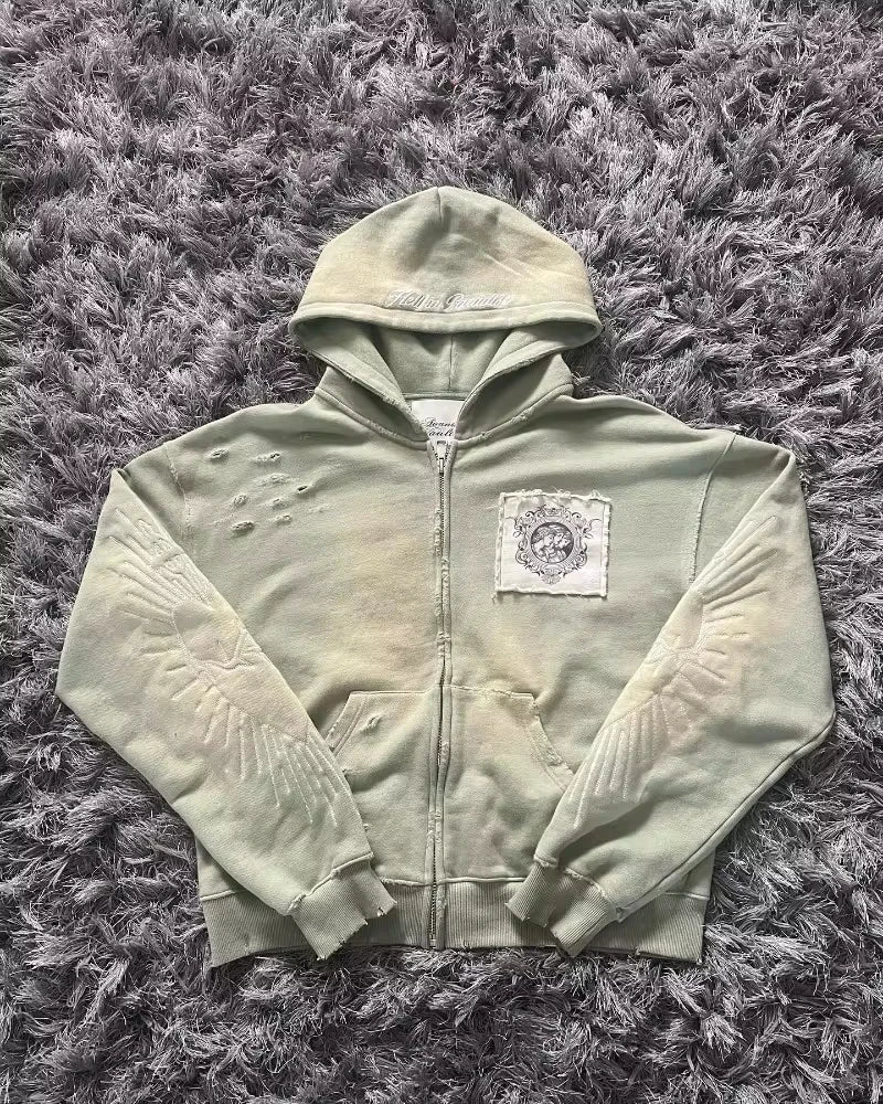 Printed Zipper Hoodie