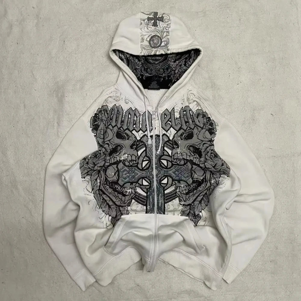 Printed Zipper Hoodie