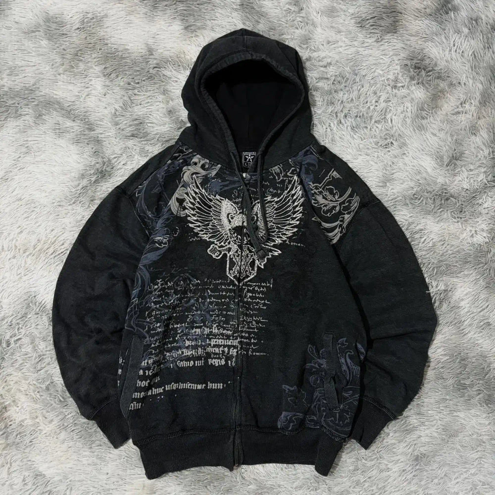 Printed Zipper Hoodie